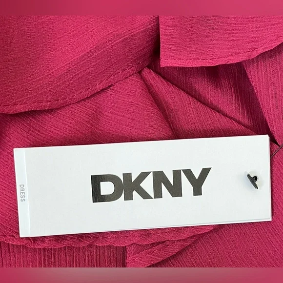 DKNY V-Neck Ruffled High-Low Hem burgundy dress size:6 - Picture 15 of 16